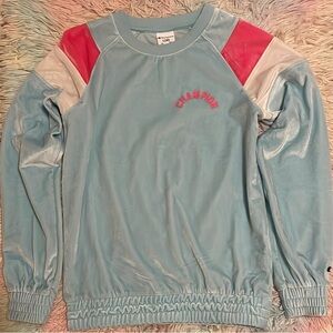 Champion Light Blue Sweatshirt with Pink Accents
